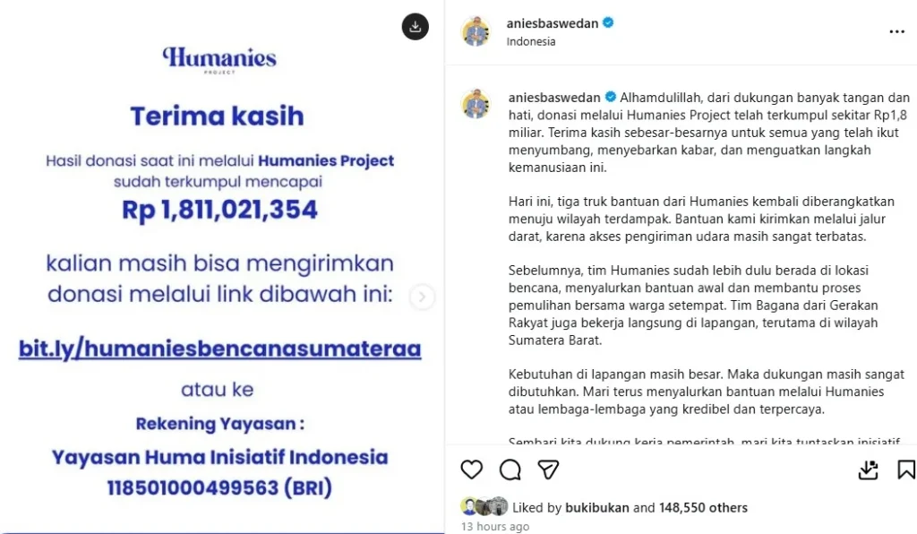Anies Baswedan Sebut Bencana Sumatera ‘Buatan Manusia’ Sampai Desak Pelaku Harus Diadili, Tapi Tetap Kirim Bantuan Rp 1,8 Miliar